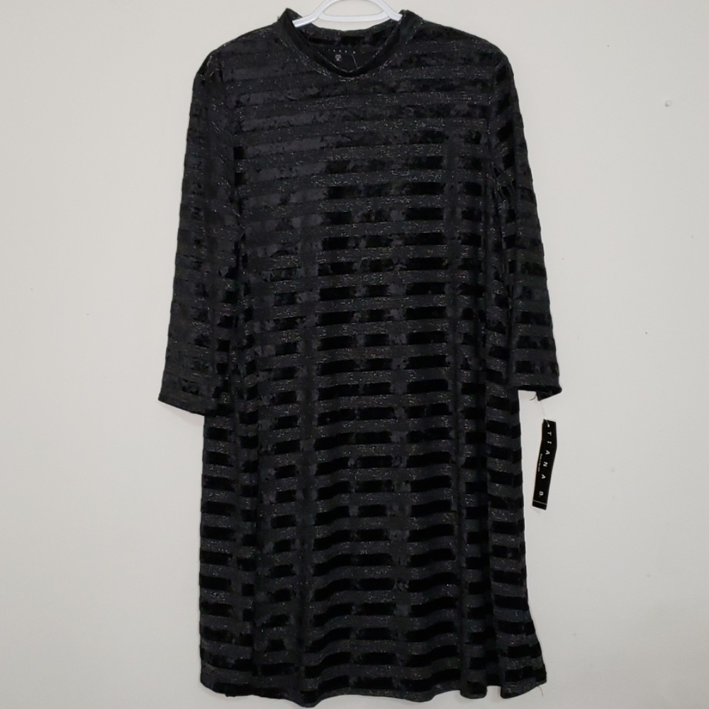 Tiana B. Silver and Black Tunic Dress Size XL